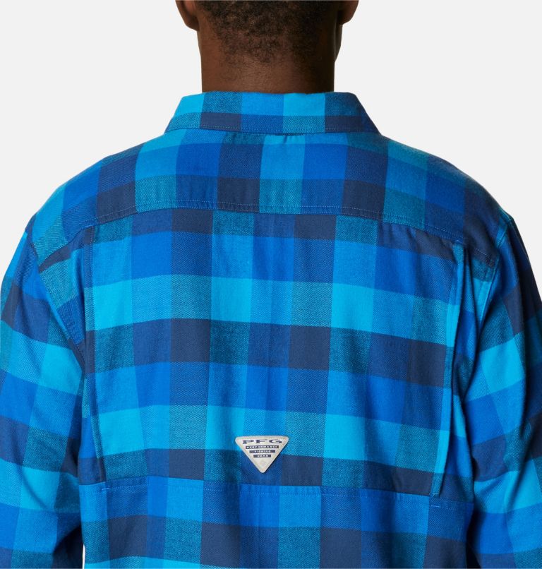 Men's PFG Slack Tide Flannel Long Sleeve Shirt, Color: Carbon Multi Check, image 5