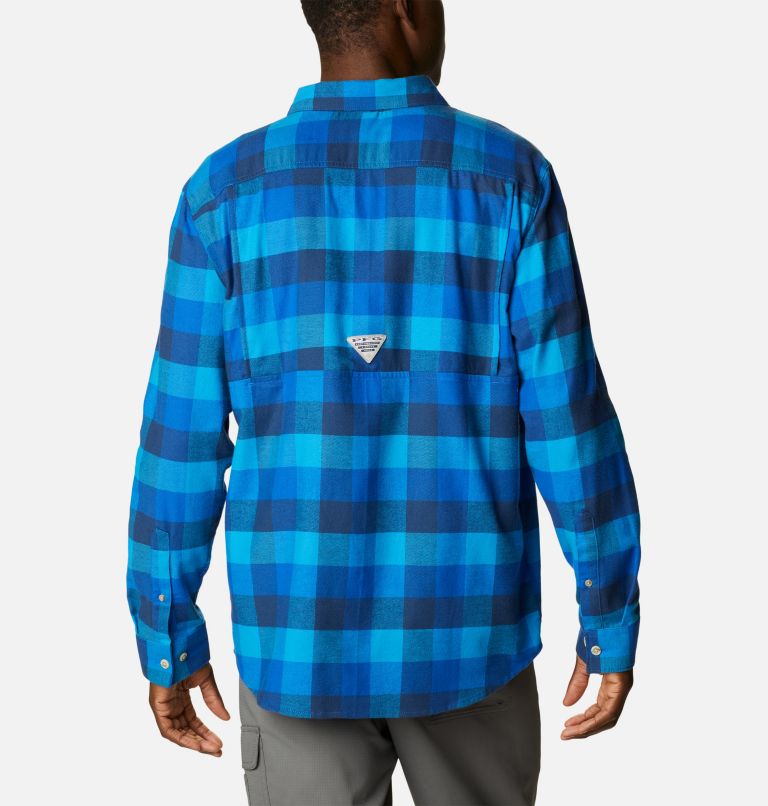 Men's PFG Slack Tide Flannel Long Sleeve Shirt, Color: Carbon Multi Check, image 2