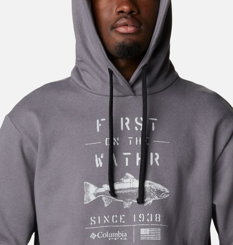 Thumbnail: Men's PFG Utility Graphic Hoodie, Color: City Grey, Cool Grey Trout, image 4