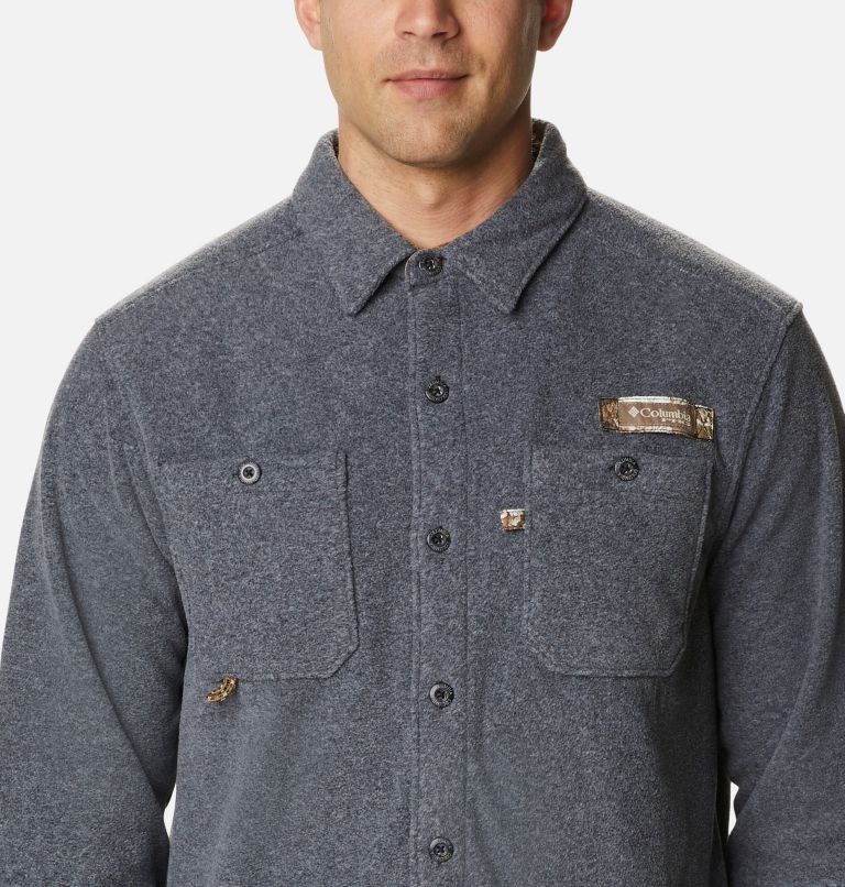 Thumbnail: Men's PHG Bucktail Fleece Over Shirt, Color: Black Heather, image 4