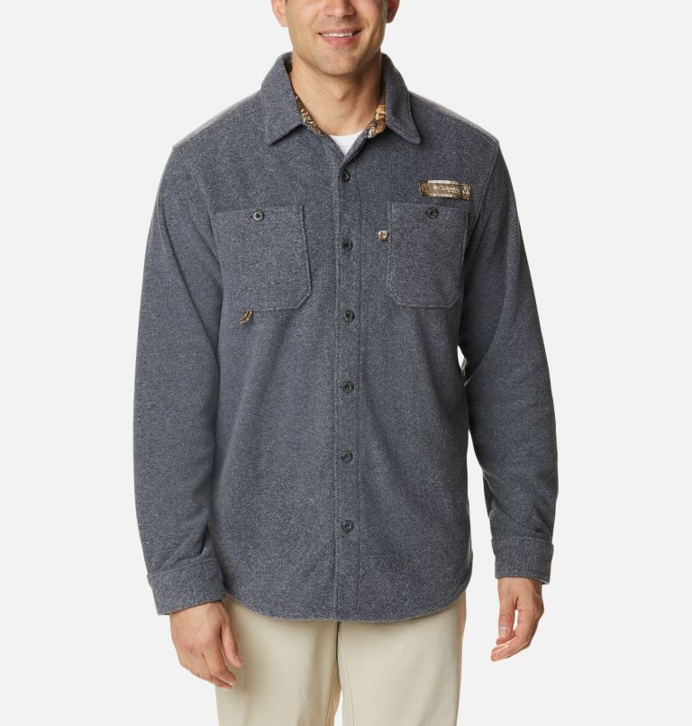 Thumbnail: Men's PHG Bucktail Fleece Over Shirt, Color: Black Heather, image 6