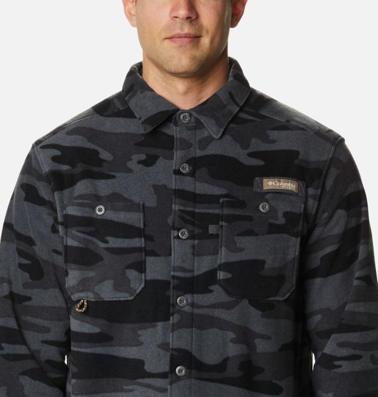 Thumbnail: Men's PHG Bucktail Fleece Over Shirt, Color: Black Gallatin Camo, image 4