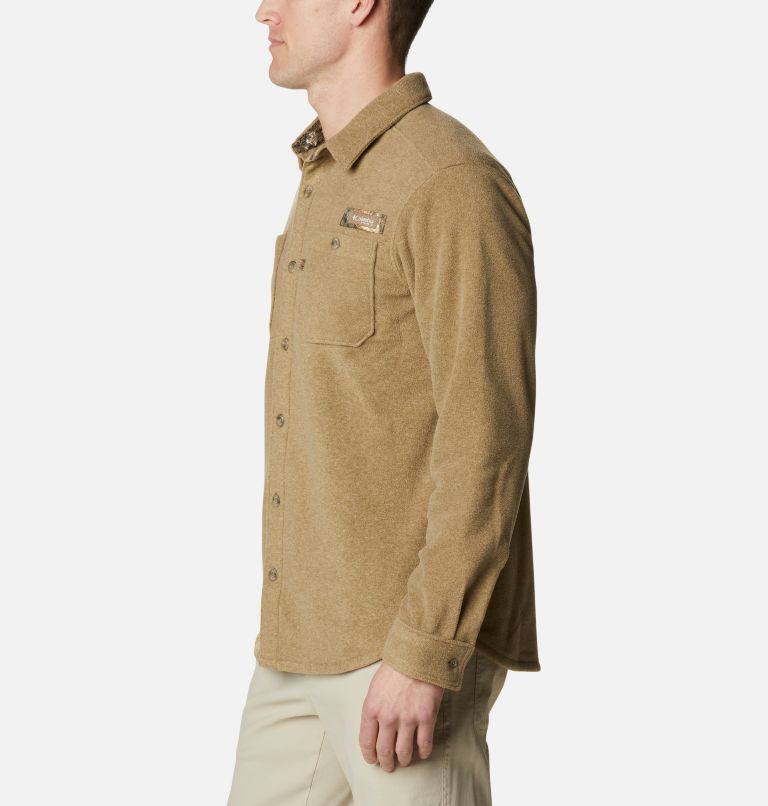 Men's PHG Bucktail Fleece Over Shirt, Color: Flax Heather, image 3