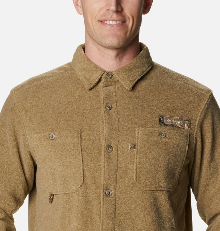 Men's PHG Bucktail Fleece Over Shirt, Color: Flax Heather, image 4