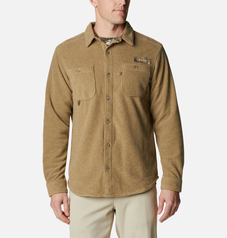 Men's PHG Bucktail Fleece Over Shirt, Color: Flax Heather, image 6