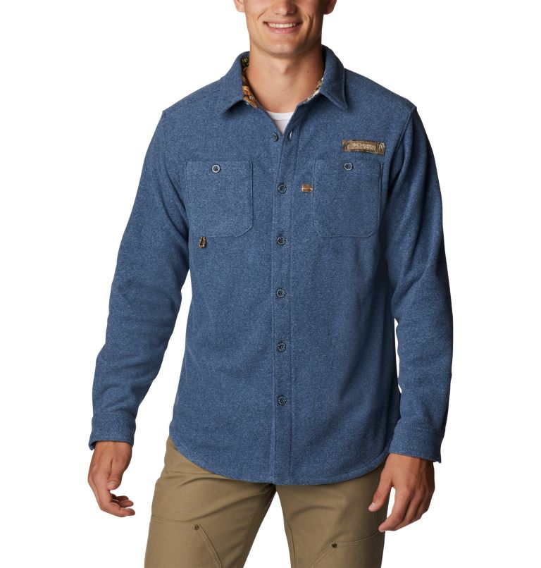 Men's PHG Bucktail Fleece Over Shirt, Color: Zinc Heather, image 3