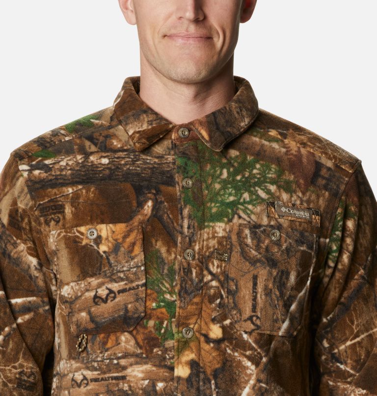 Men's PHG Bucktail Fleece Over Shirt, Color: Realtree Edge, image 4