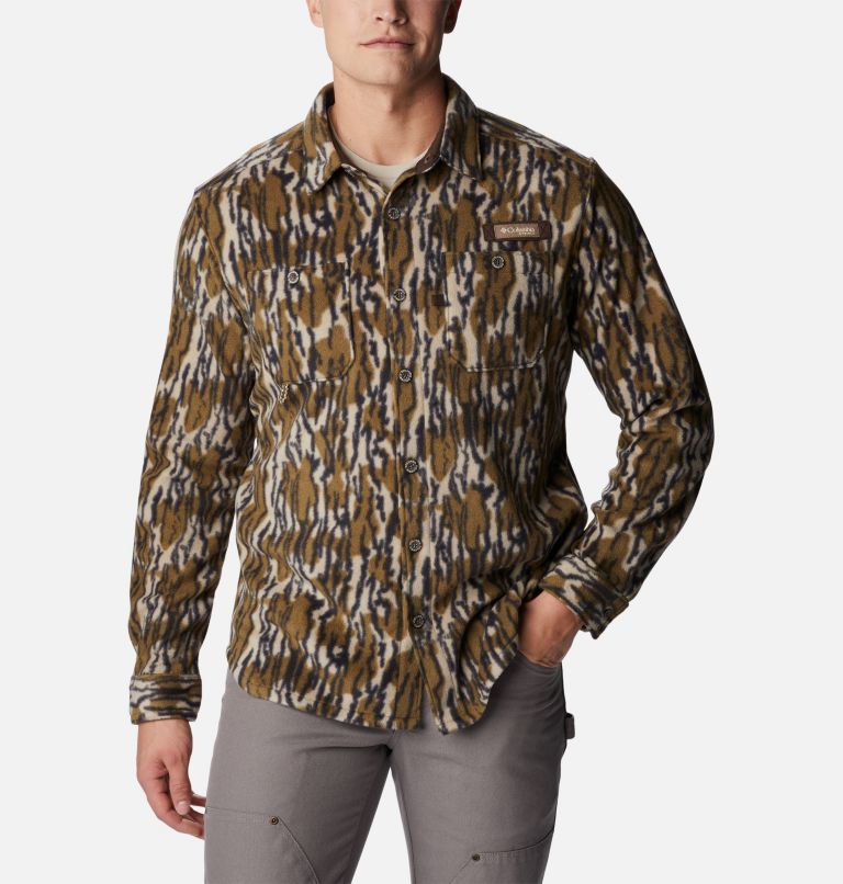 Men's PHG Bucktail Fleece Over Shirt, Color: Mossy Oak Bottomland, image 1