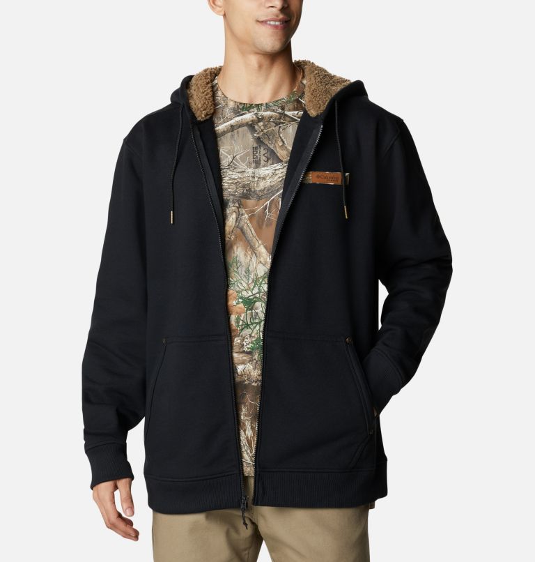 Men's Roughtail Sherpa Lined Field Hoodie, Color: Black, Flax, image 7