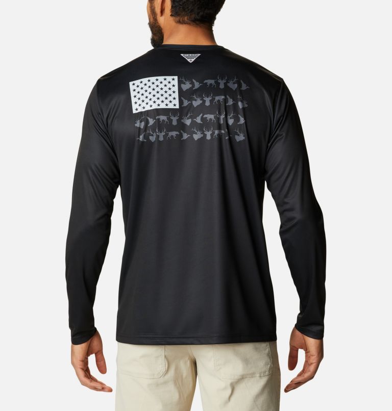 Thumbnail: Men's PHG Terminal Shot Game Flag Long Sleeve Shirt - Tall, Color: Black, Graphite Game Flag, image 1