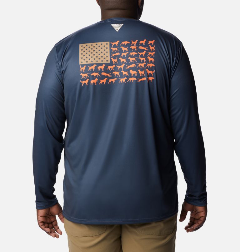 Thumbnail: Men's PHG Terminal Shot Game Flag Long Sleeve Shirt - Big, Color: Zinc, Blaze Dog Flag, image 2