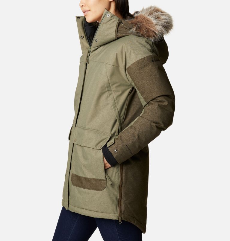 Women's Mount Si Down Waterproof Parka, Color: Stone Green, Olive Green, image 3