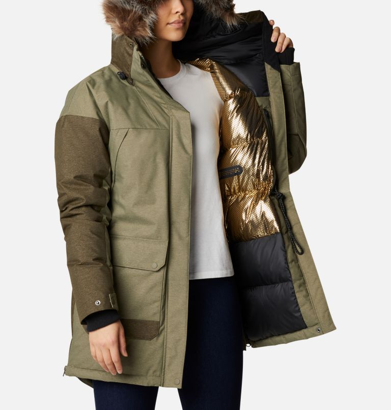 Women's Mount Si Down Waterproof Parka, Color: Stone Green, Olive Green, image 5