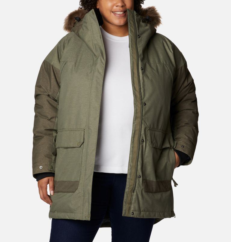 Thumbnail: Women's Mount Si Omni-Heat Infinity Down Parka - Plus Size, Color: Stone Green, Olive Green, image 10
