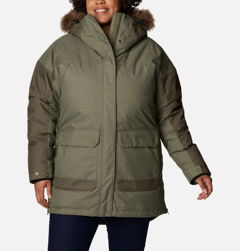 Thumbnail: Women's Mount Si Omni-Heat Infinity Down Parka - Plus Size, Color: Stone Green, Olive Green, image 1