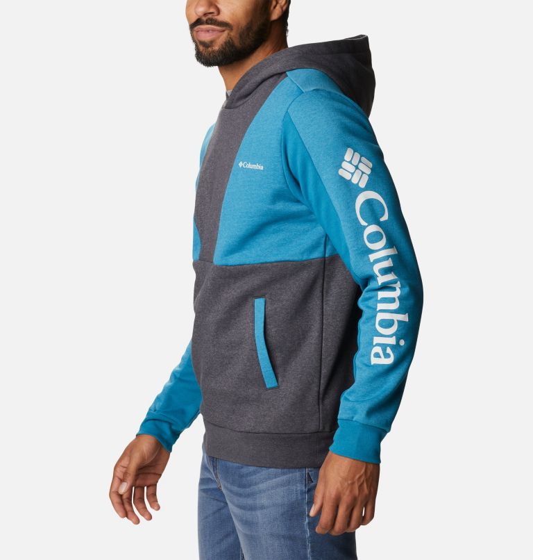 Chandail à capuchon à blocs de couleur Columbia Lodge pour homme, Color: Shark Heather, Deep Marine Heather, image 3
