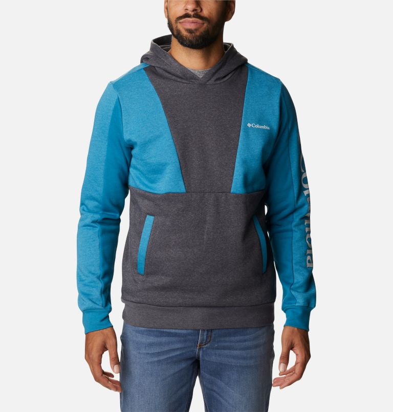 Chandail à capuchon à blocs de couleur Columbia Lodge pour homme, Color: Shark Heather, Deep Marine Heather, image 1