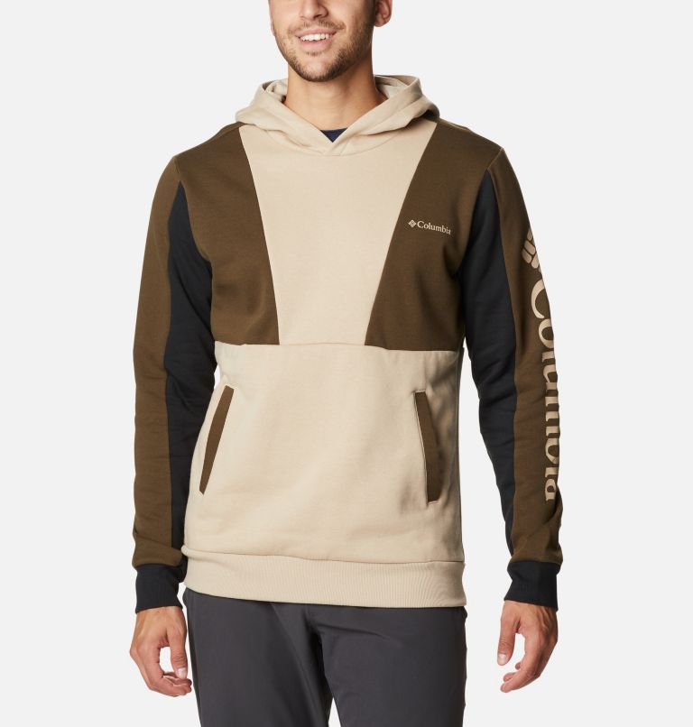 Thumbnail: Hoodie Color-Block Lodge Homme, Color: Ancient Fossil, Olive Green, Black, image 1