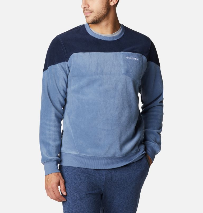 Men's Lodge Fleece Crew Sweatshirt, Color: Bluestone, Collegiate Navy, image 1