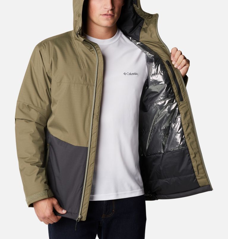 Men's Point Park Waterproof Insulated Jacket, Color: Stone Green, Shark, image 5