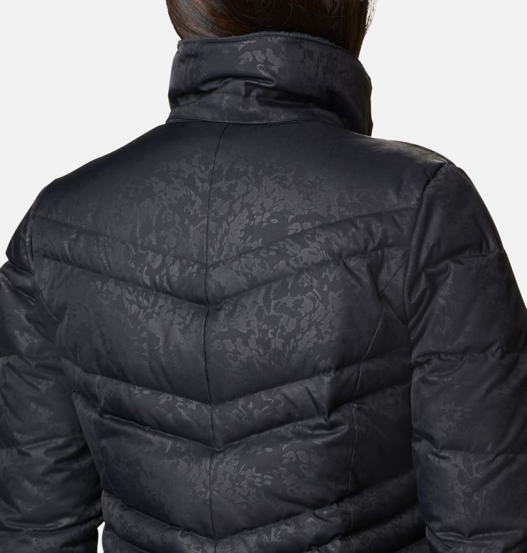 Women's Catherine Creek Hooded Long Down Jacket, Color: Black Florescent Emboss, image 8