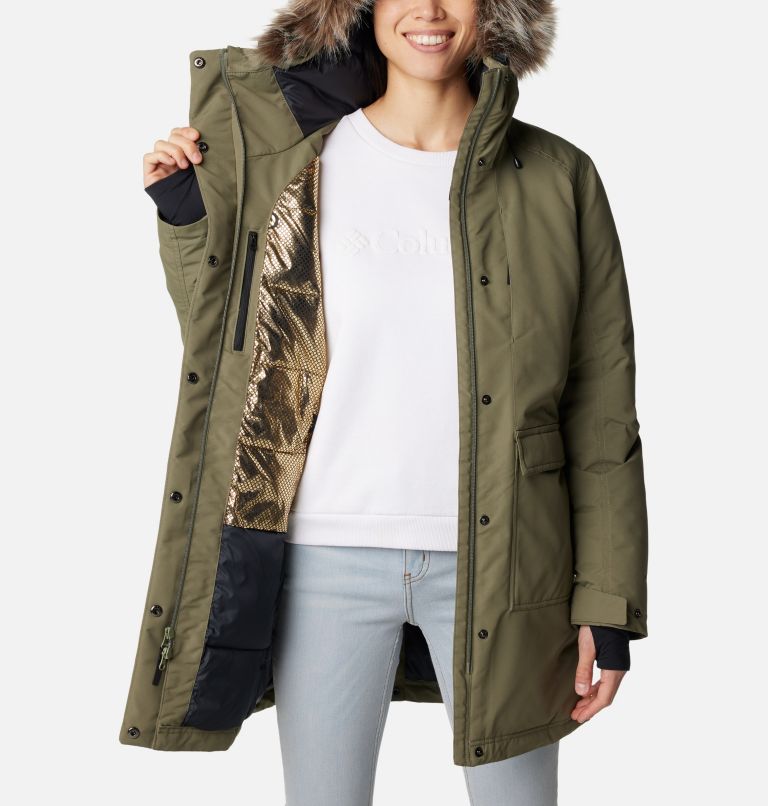 Women's Little Si Waterproof Insulated Parka, Color: Stone Green, image 5