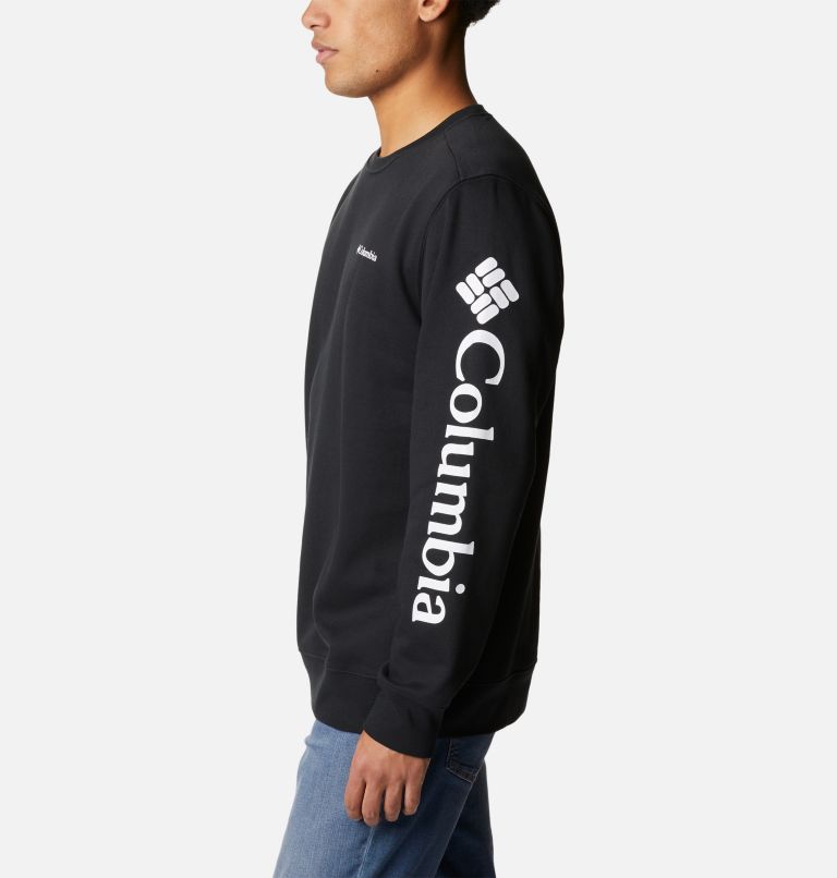Men's Columbia Trek Crew Sweatshirt, Color: Black, White Sleeve Logo, image 3