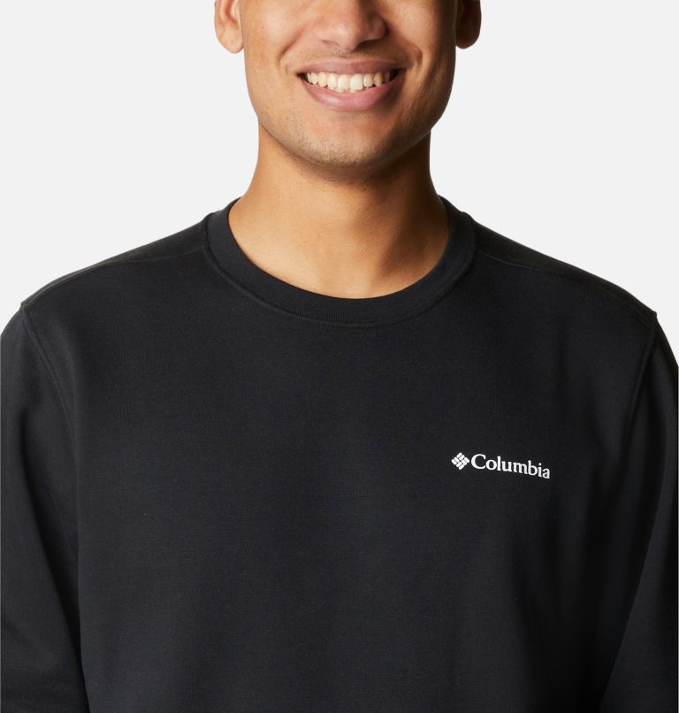 Men's Columbia Trek Crew Sweatshirt, Color: Black, White Sleeve Logo, image 4