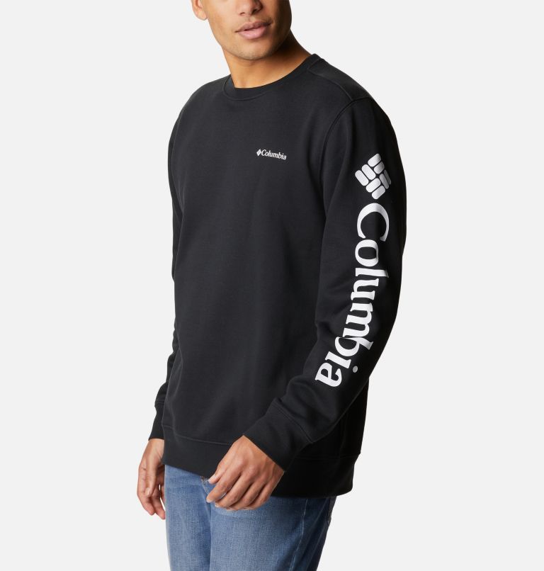 Men's Columbia Trek Crew Sweatshirt, Color: Black, White Sleeve Logo, image 5