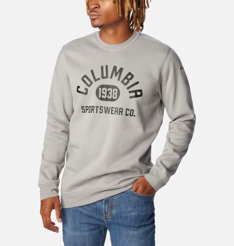Thumbnail: Men's Columbia Trek Crew Sweatshirt, Color: Colm Grey Hthr, College Life Graphic, image 5