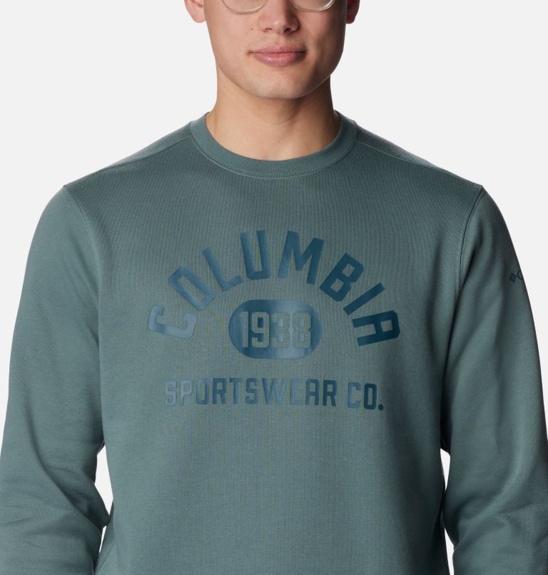 Thumbnail: Men's Columbia Trek Crew Sweatshirt, Color: Metal, College Life Graphic, image 4