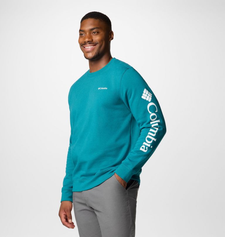 Men's Columbia Trek Crew Sweatshirt, Color: River Blue, CSC Sleeve Logo, image 4