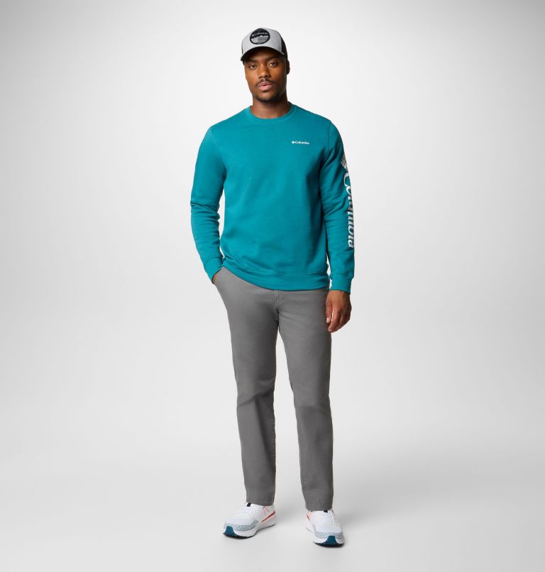 Men's Columbia Trek Crew Sweatshirt, Color: River Blue, CSC Sleeve Logo, image 2