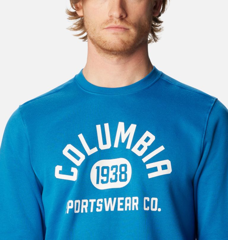 Men's Columbia Trek Crew Sweatshirt, Color: Bright Indigo, College Life Graphic, image 4