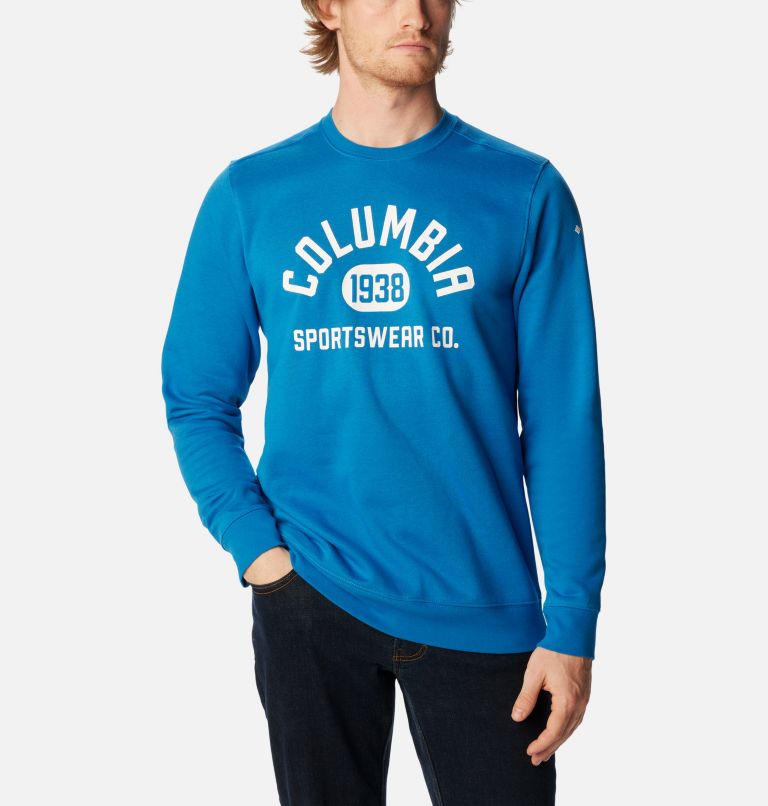 Men's Columbia Trek Crew Sweatshirt, Color: Bright Indigo, College Life Graphic, image 5