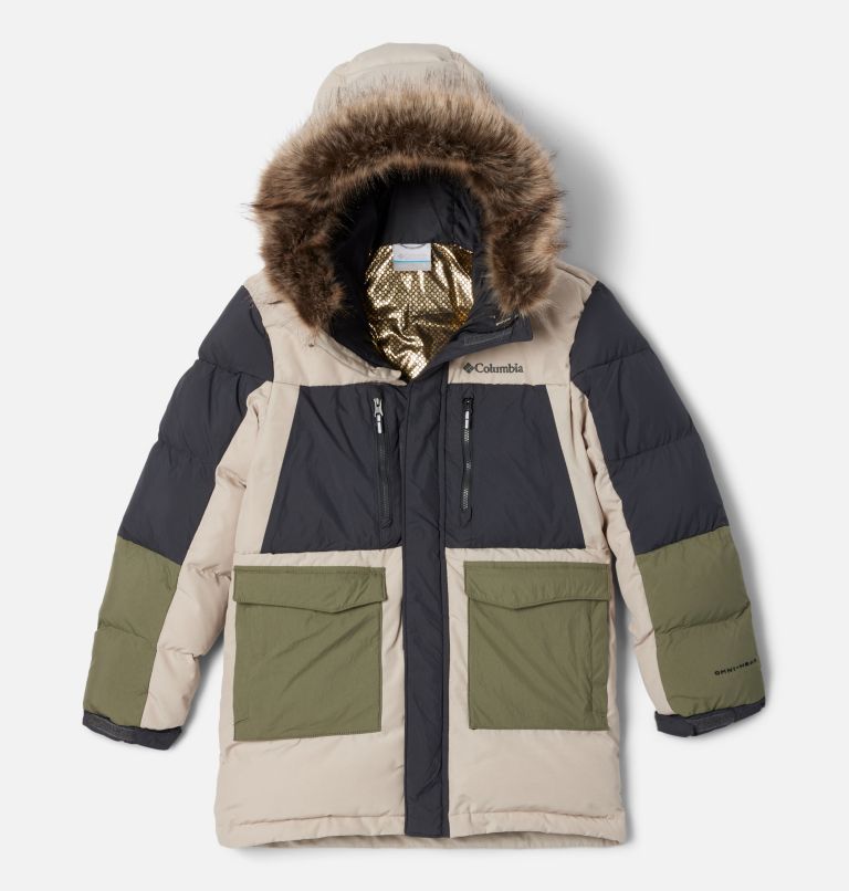 Boys' Marquam Peak Fusion Insulated Parka, Color: Ancient Fossil, Shark, Stone Green, image 1