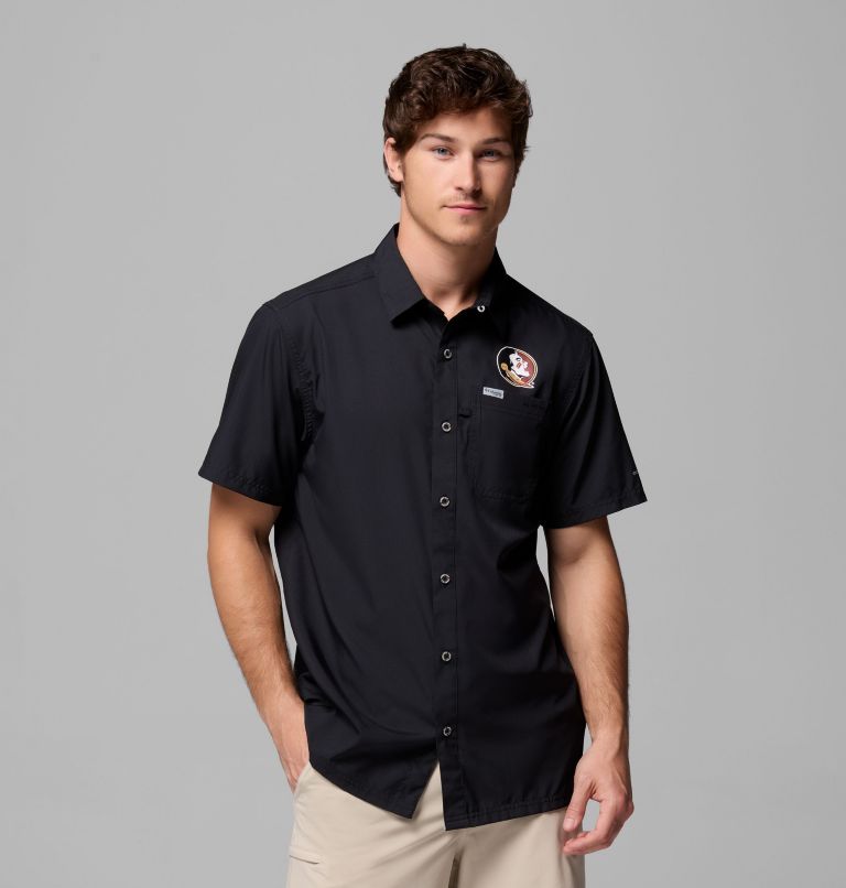 Men's Collegiate PFG Slack Tide Camp Shirt - Florida State, Color: FSU - Black, image 1