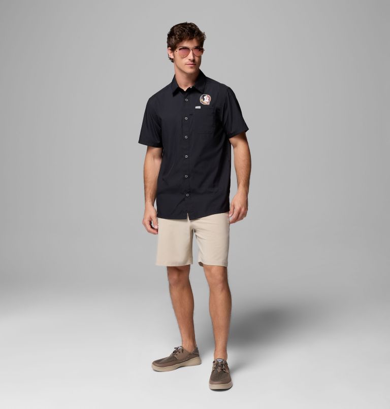 Men's Collegiate PFG Slack Tide Camp Shirt - Florida State, Color: FSU - Black, image 2