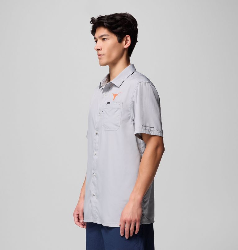 Men's Collegiate PFG Slack Tide Camp Shirt - Texas, Color: TEX - Columbia Grey, image 4