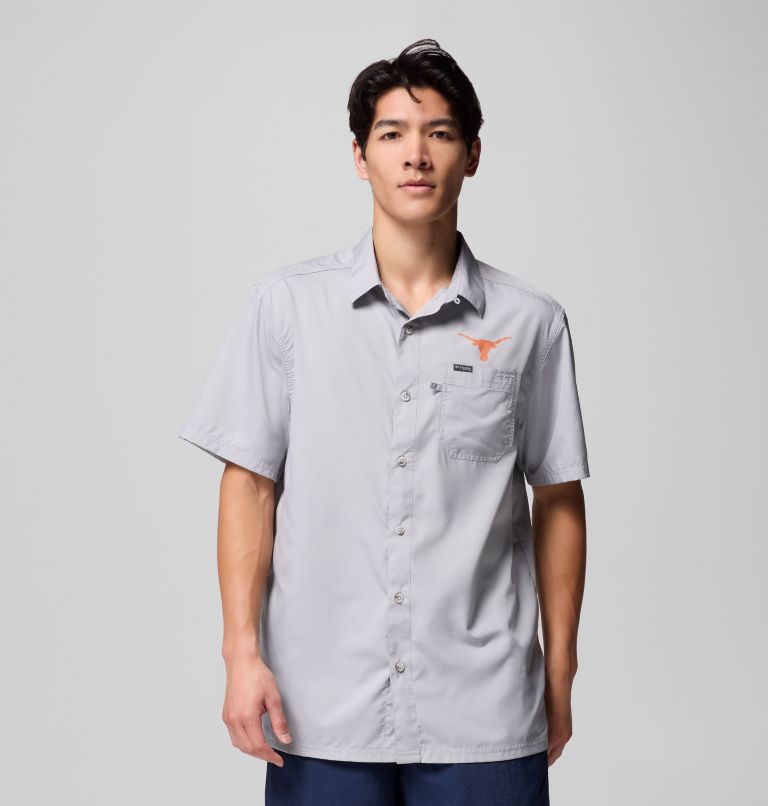 Men's Collegiate PFG Slack Tide Camp Shirt - Texas, Color: TEX - Columbia Grey, image 1