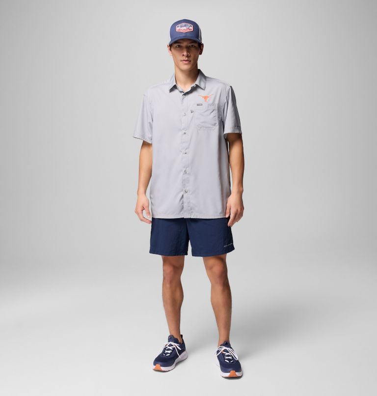 Men's Collegiate PFG Slack Tide Camp Shirt - Texas, Color: TEX - Columbia Grey, image 2