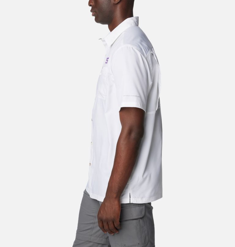 Men's Collegiate PFG Slack Tide Camp Shirt - LSU, Color: LSU - White, image 3