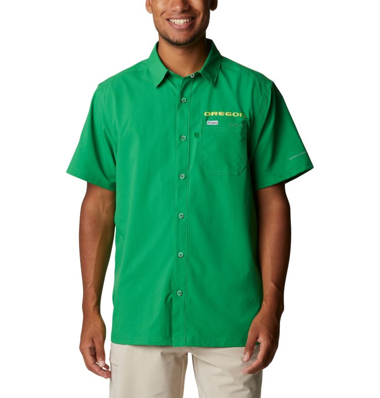 Men's Collegiate PFG Slack Tide Camp Shirt - Oregon, Color: UO - Fuse Green, image 1