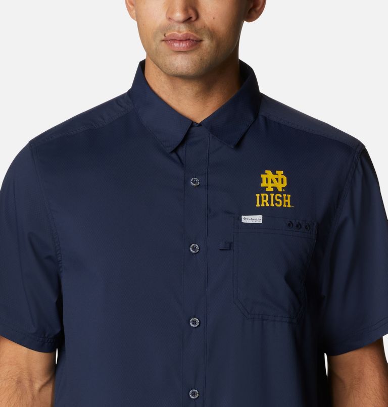 Men's Collegiate PFG Slack Tide Camp Shirt - Notre Dame, Color: ND - Collegiate Navy, image 4