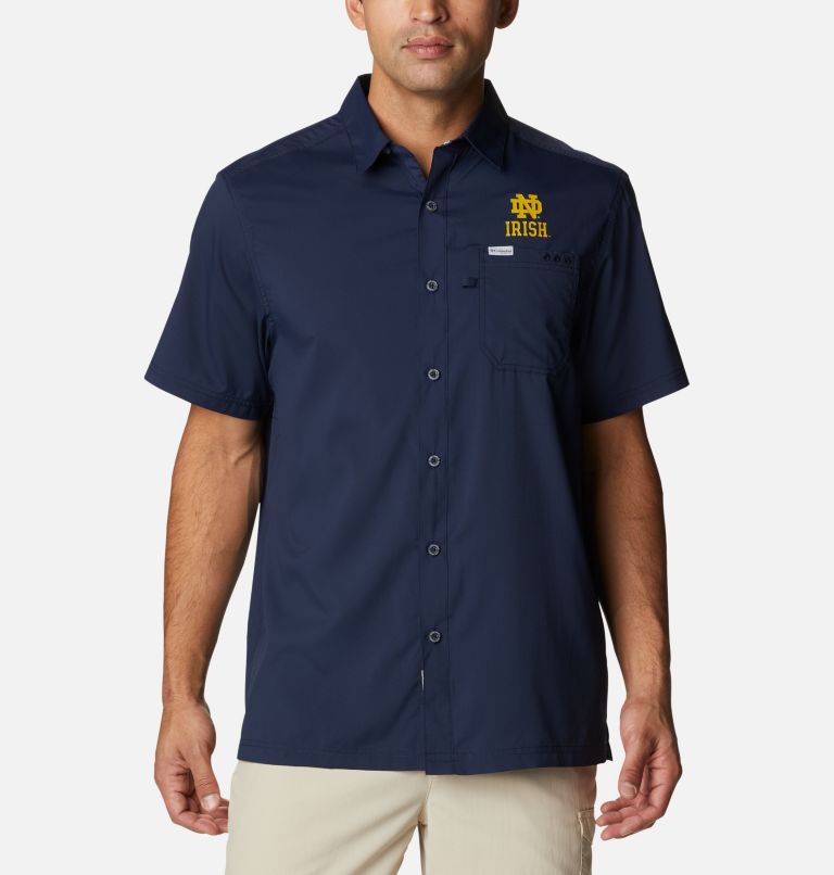 Men's Collegiate PFG Slack Tide Camp Shirt - Notre Dame, Color: ND - Collegiate Navy, image 1
