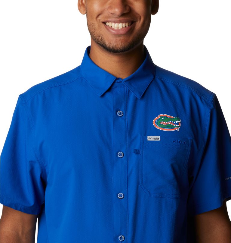 Men's Columbia PFG Royal Florida Gators Slack Tide Camp Button-Up Shirt