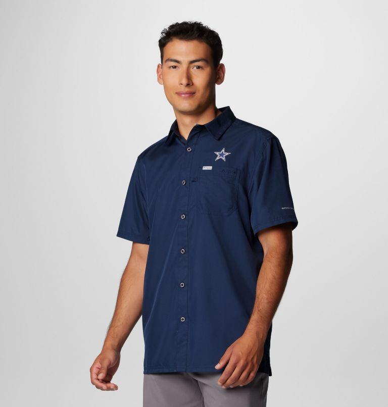 Men's PFG Slack Tide Camp Shirt - Dallas, Color: DC - Collegiate Navy, image 4