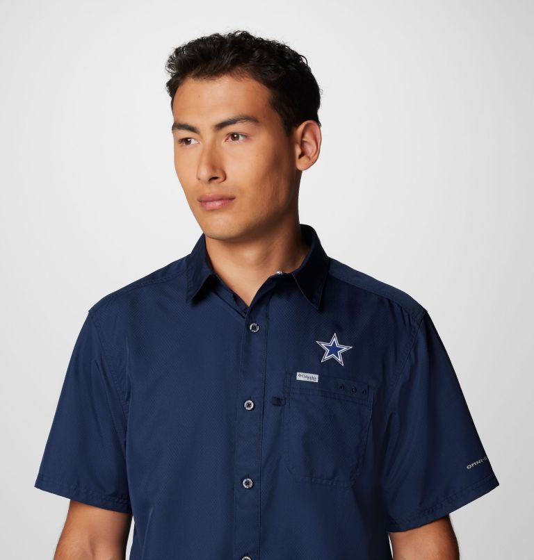 Men's PFG Slack Tide Camp Shirt - Dallas, Color: DC - Collegiate Navy, image 5