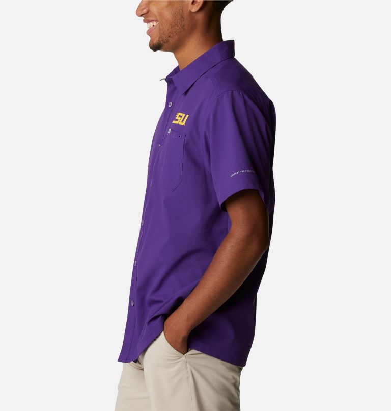 Men's Collegiate PFG Slack Tide Camp Shirt - LSU, Color: LSU - Vivid Purple, image 3