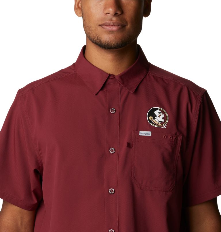 Men's Collegiate PFG Slack Tide Camp Shirt - Florida State, Color: FSU - Cabernet, image 4